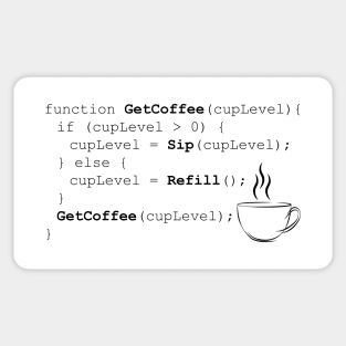 Coffee - Javascript Recursive Refills (BLACK) Sticker